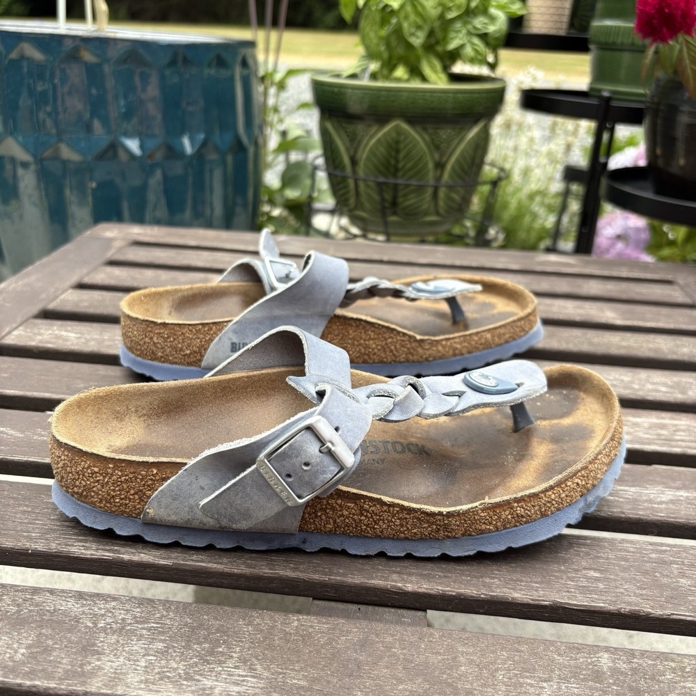 BIRKENSTOCK Womens Dusty Blue Gizeh Braided Slide Sandal Thong Size EU 37 / US 6 - Picture 6 of 16
